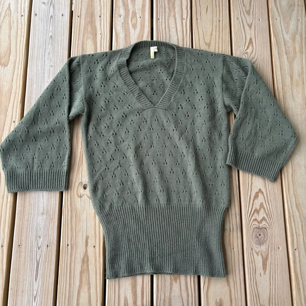 ** Iro Green V-Neck knit Oversized Sweater Tunic Medium